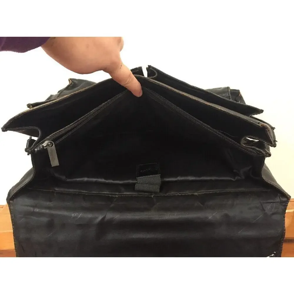 Kenneth Cole New York Black Leather Laptop Computer Messenger Doctors Case Bag